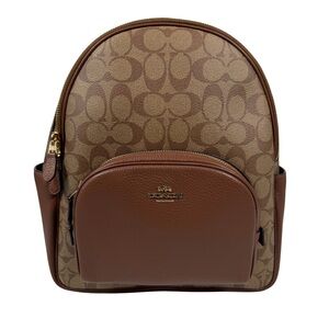 Coach Signature Court Backpack Khaki Saddle Leather NWT